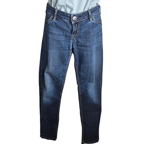 Silver Jeans Womens Crop Jeggings Size 30 Medium Wash Blue Denim Stretch‎ Casual - Picture 1 of 10